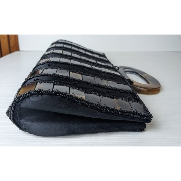 MAD BAGS shell tiles and glass bead evening purse lucite handle as is - Picture 7 of 16